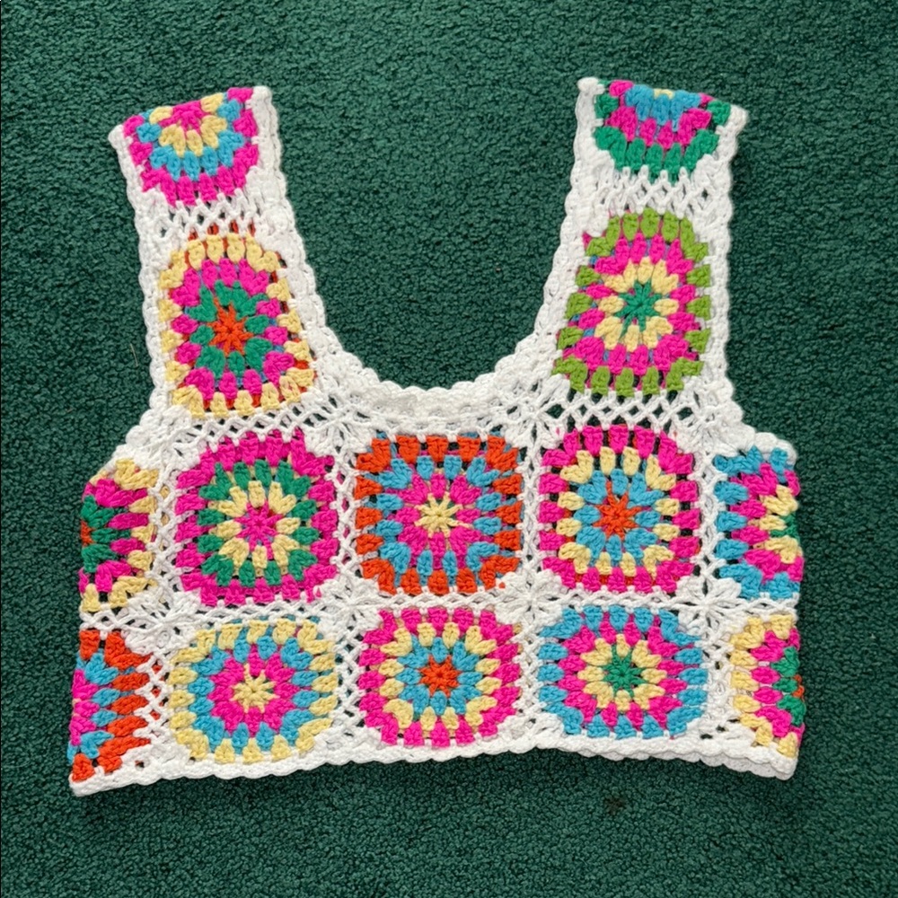 Colorful Crochet Women's Top NWOT